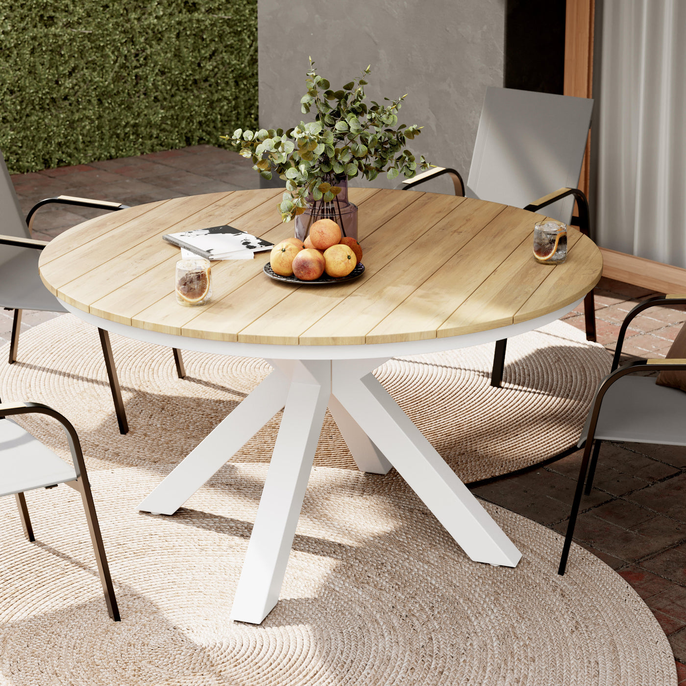 CAPRI ROUND TABLE DIAMETER 140 WOOD EFFECT AND WHITE