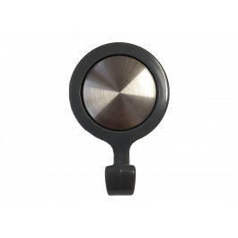 STAINLESS STEEL AND ANTHRACITE ABS ADHESIVE HOOK 6.2X4 CM