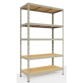 Metal and Wood Shelf L100xW50xH200cm, 300 kg, 5 Shelves Gray Spaceo