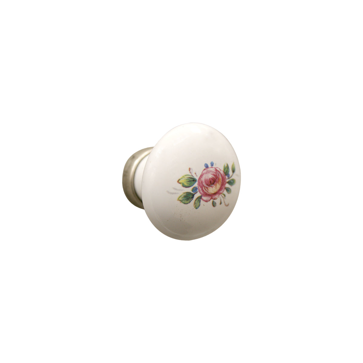 2 WHITE CERAMIC KNOBS D 31MM WITH DECORATION