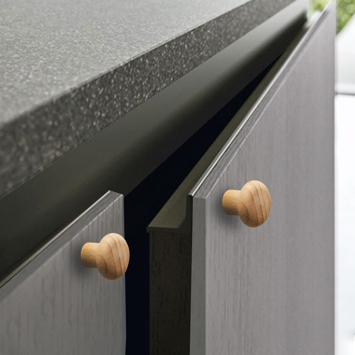 2 RAW BEECH KNOBS D 24 MM