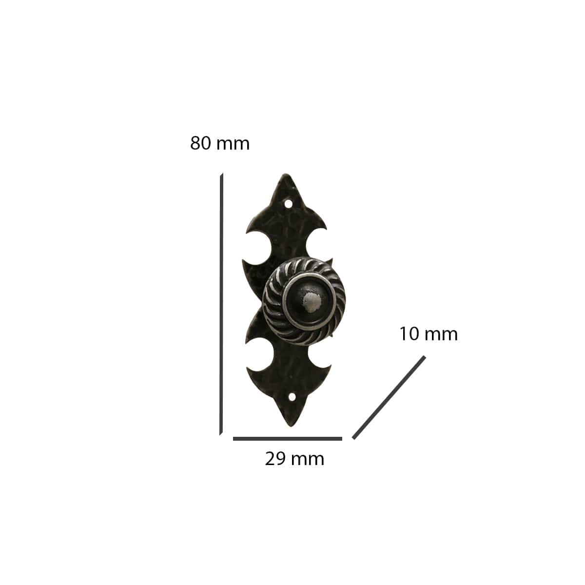 Bricocenter 2 KNOBS D 25MM WITH 80X29MM PLATE IN ANTIQUE BLACK ZAMAK