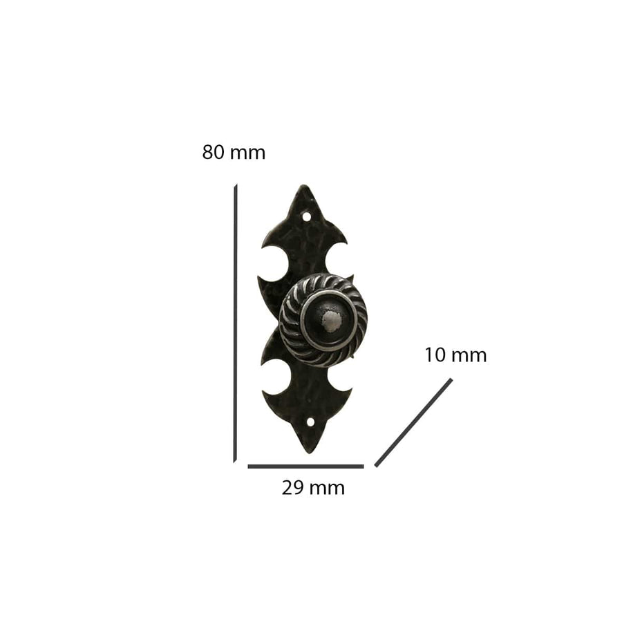 Bricocenter 2 KNOBS D 25MM WITH 80X29MM PLATE IN ANTIQUE BLACK ZAMAK