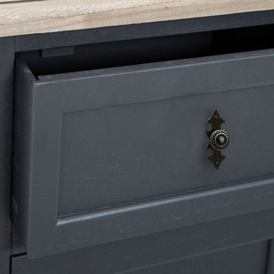 Bricocenter 2 KNOBS D 25MM WITH 80X29MM PLATE IN ANTIQUE BLACK ZAMAK