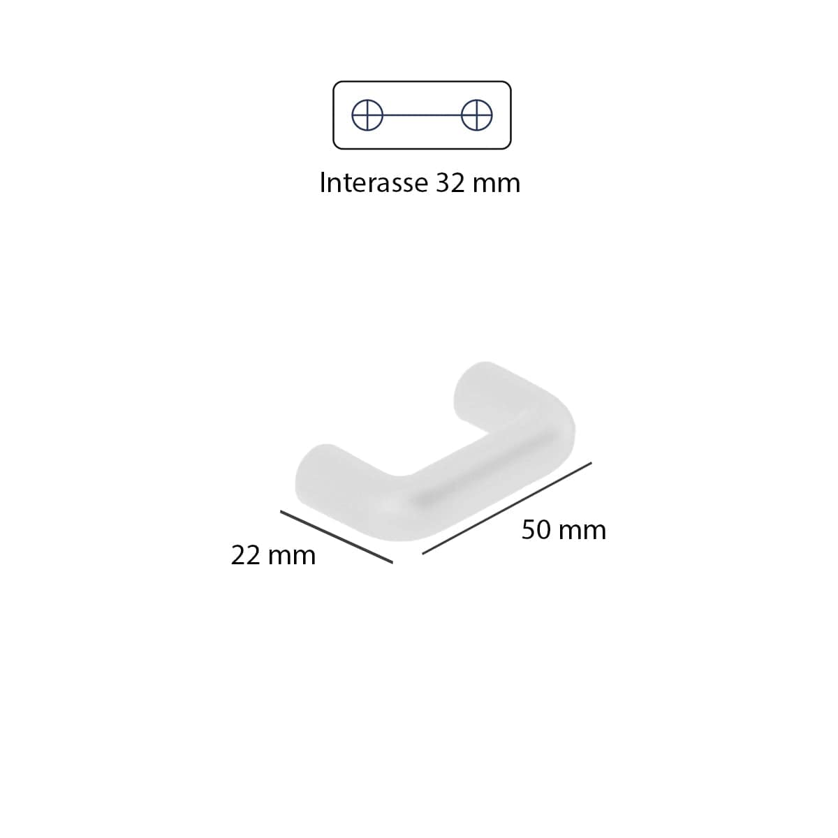 2 HANDLES 32MM CENTRE DISTANCE 41X10MM WHITE RECYCLED PLASTIC