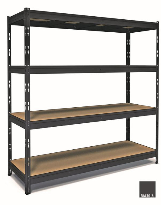 MAXIPOKER SHELF 4 SHELVES L180XP60XH180 CM ANTHRACITE METAL AND WOOD