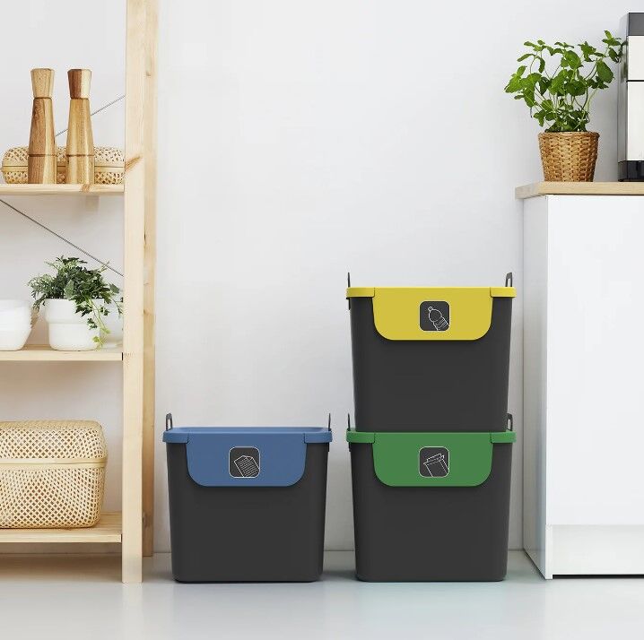 Set of 3 x 30-litre Jive bins (W38.5 x D28.6 x H48.5 cm) for waste sorting