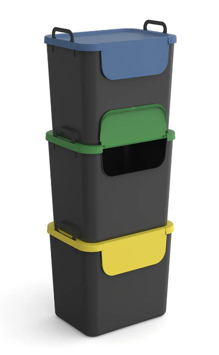 Set of 3 x 30-litre Jive bins (W38.5 x D28.6 x H48.5 cm) for waste sorting