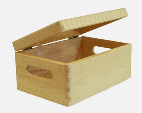 Container with lid, L30 x D20 x H14 cm, untreated wood