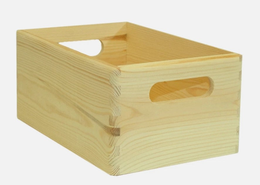 Basket, 30 x 20 x 14 cm, made of untreated wood