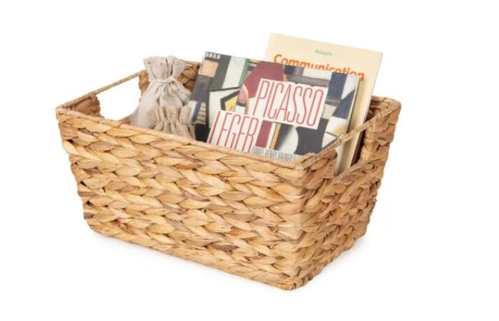 Basket with handles, size M (L25 x W35 x H17.5 cm), hyacinth
