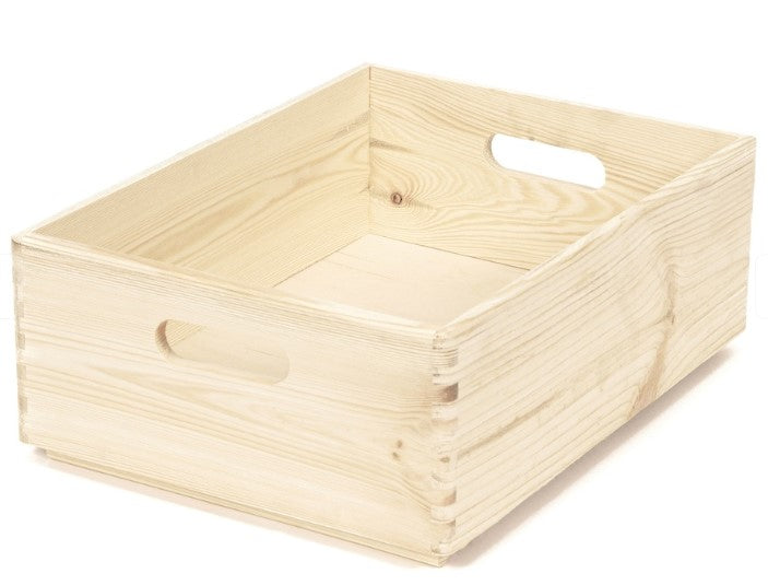 Basket, 30 x 40 x 14 cm, made of untreated wood
