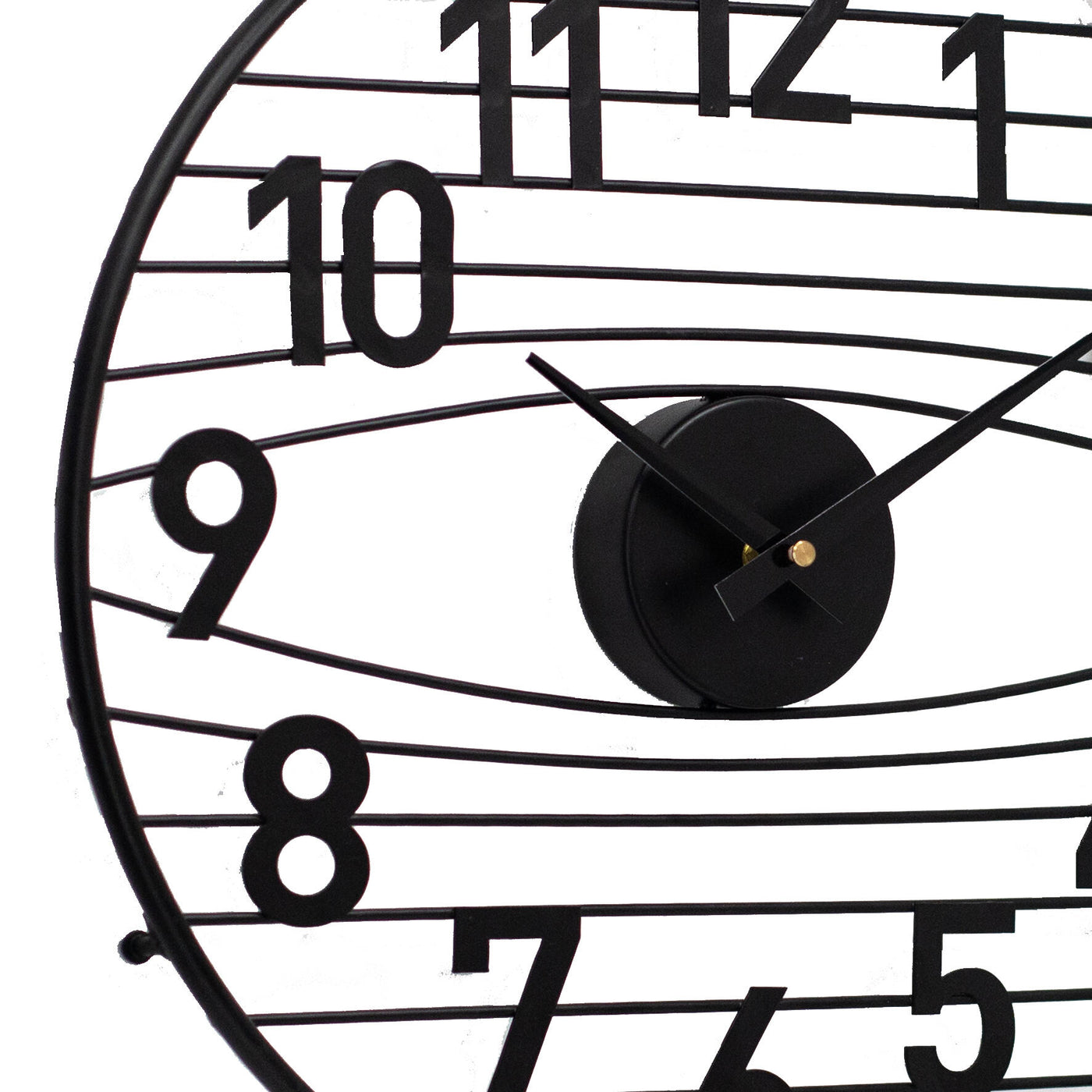 Striped metal clock, black, D40 cm
