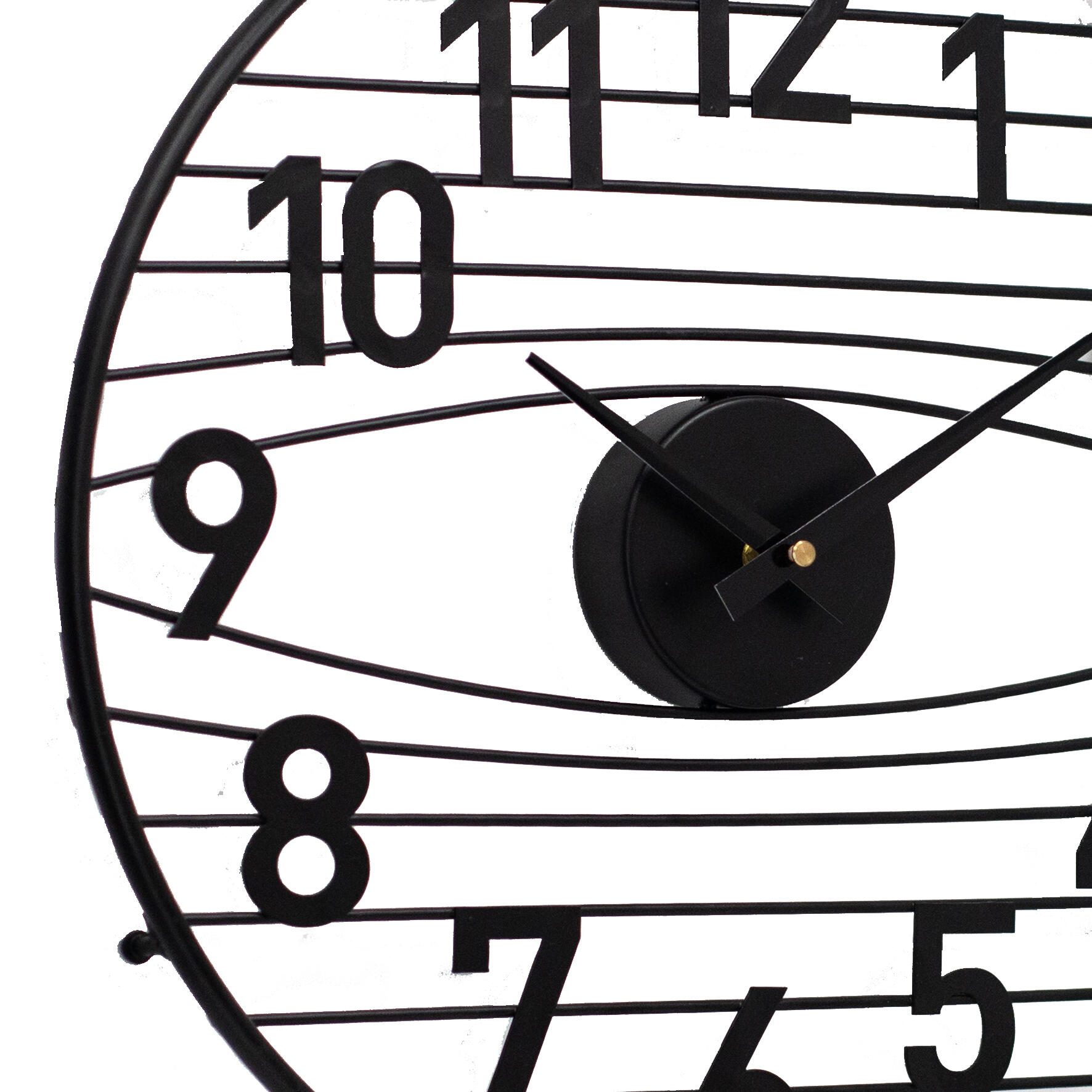Striped metal clock, black, D40 cm