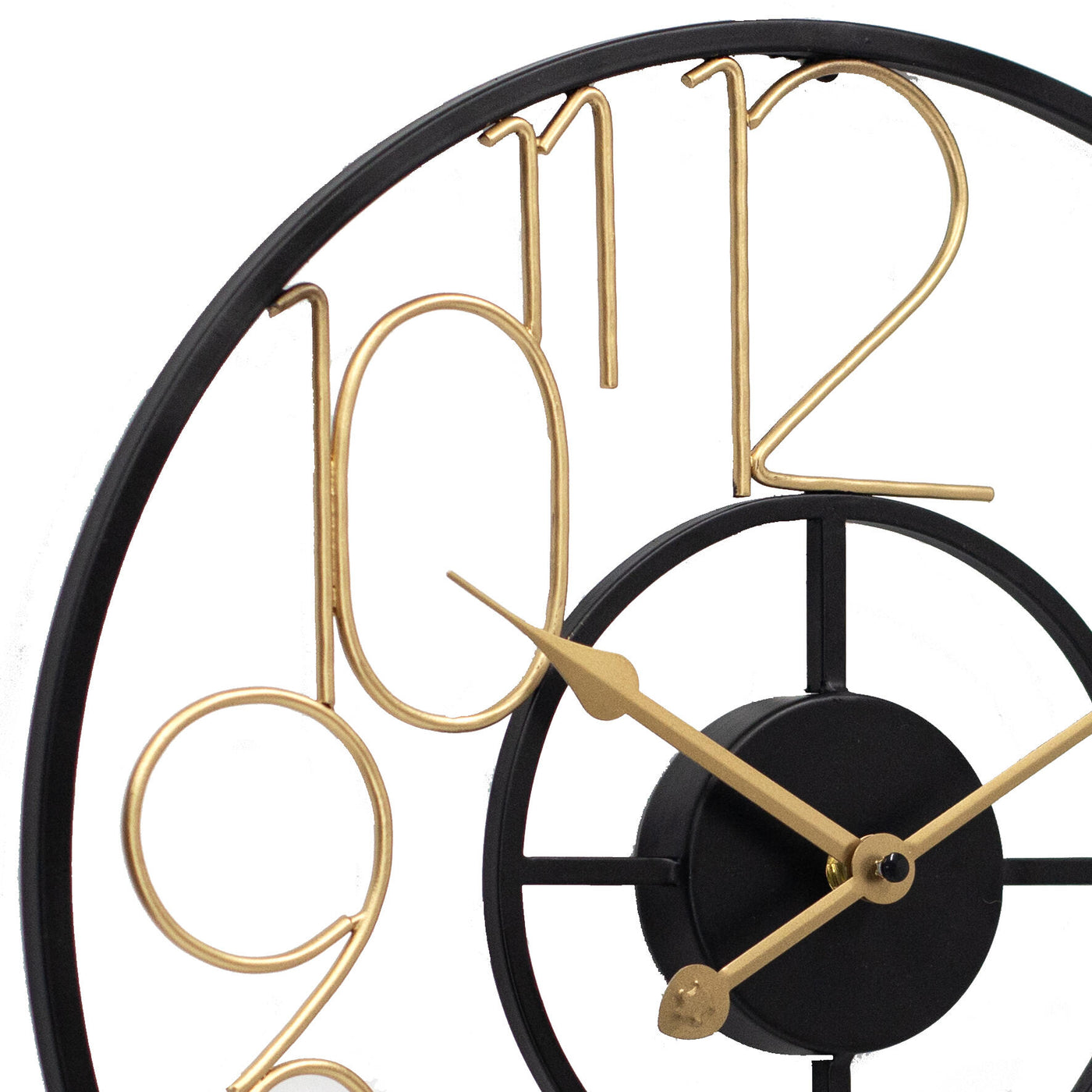 Metal clock, black and gold, D40 cm