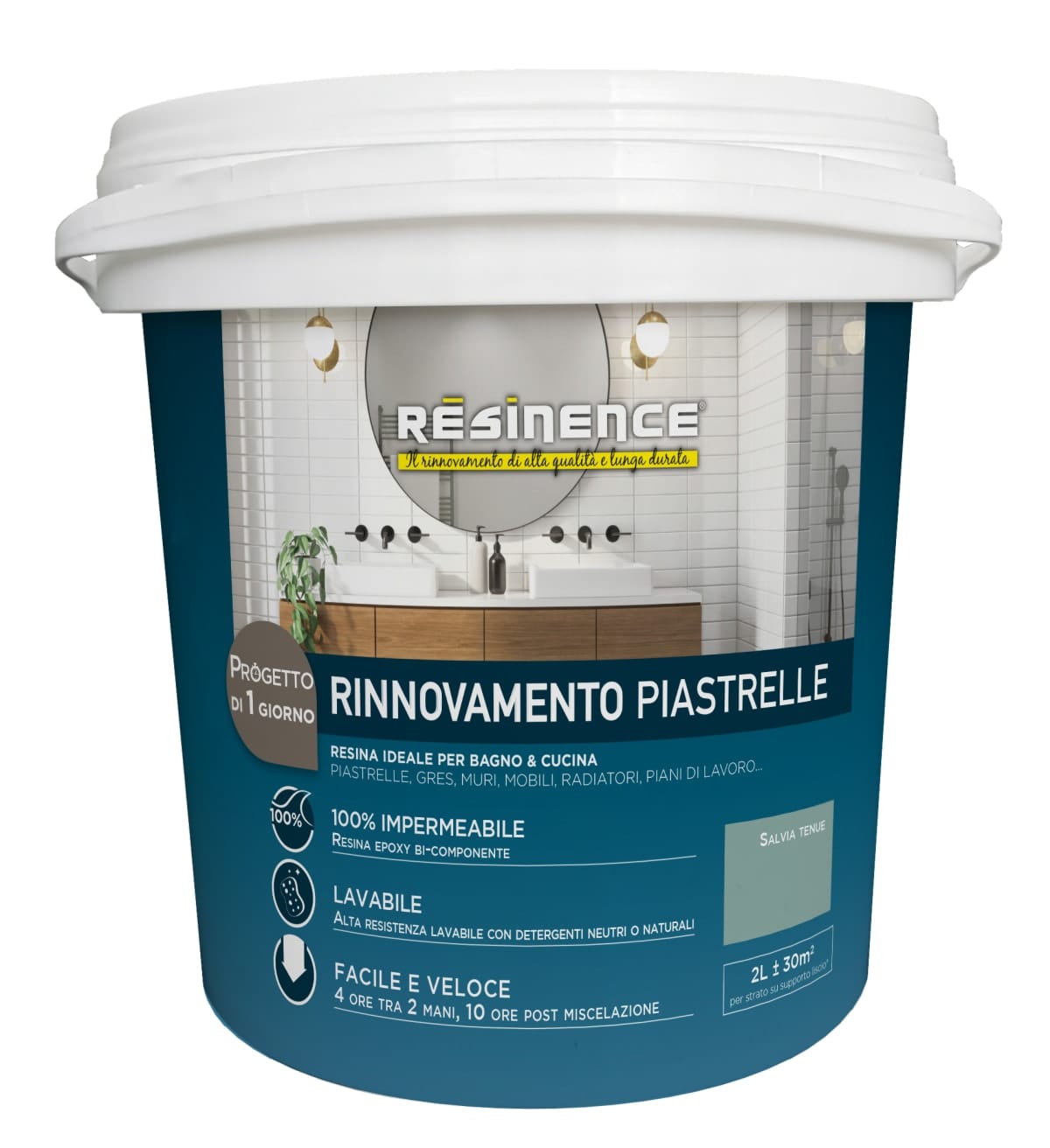 Bricocenter TWO-COMPONENT WATER-BASED SATIN SAGE GREEN TILE RESINENCE 2 LT