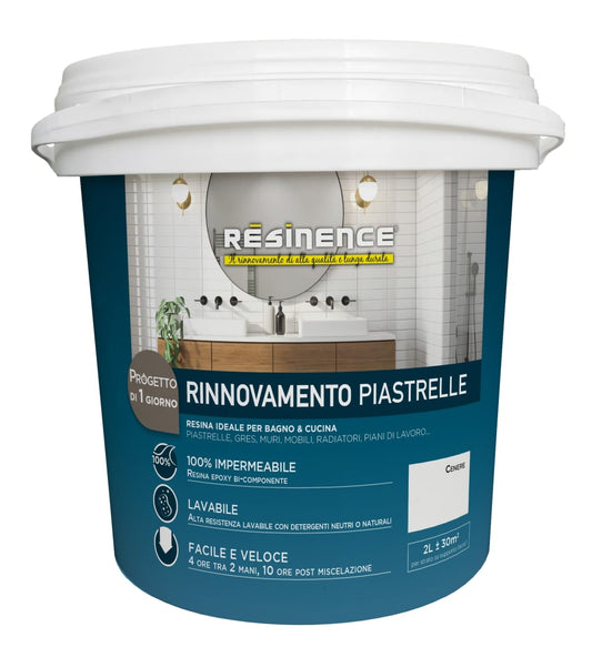 Bricocenter WATER-BASED TWO-COMPONENT RESIN FOR TILES ASH WHITE SATIN RESINENCE 2 L