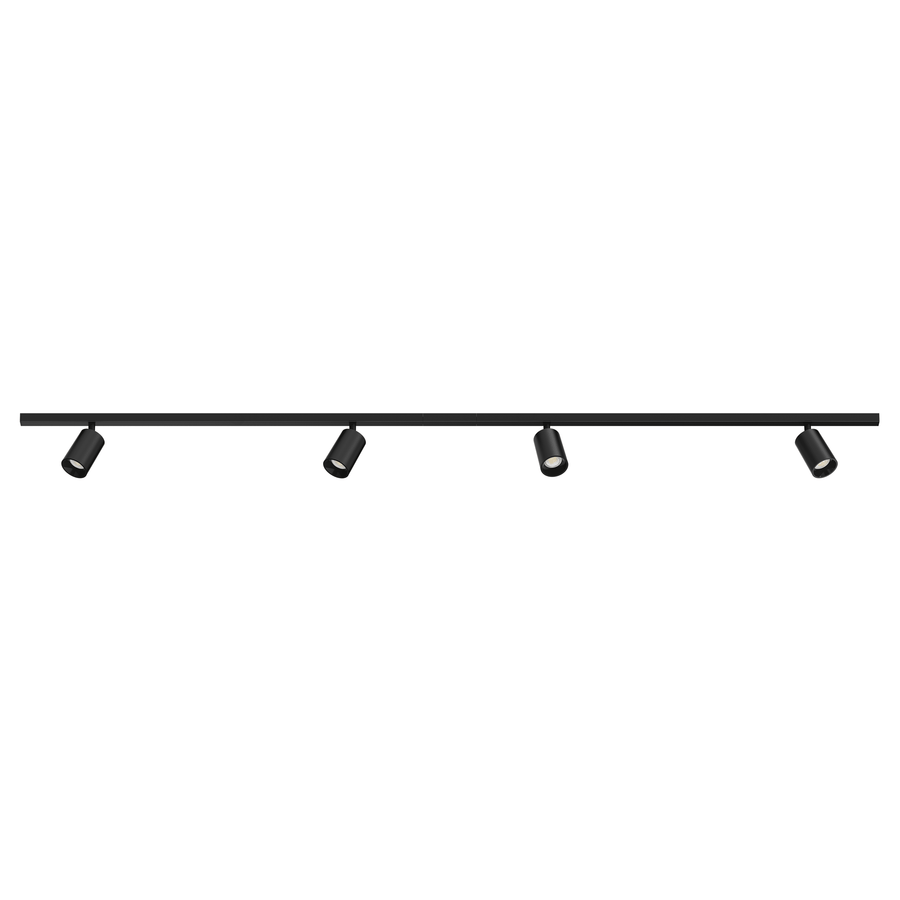 Warna Aluminium Black LED Track Kit 4x500lm 2x0.90m CCT