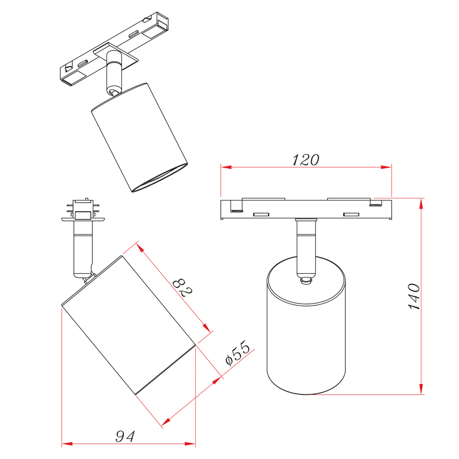 black ABS spotlight GU10 (max. 10W)