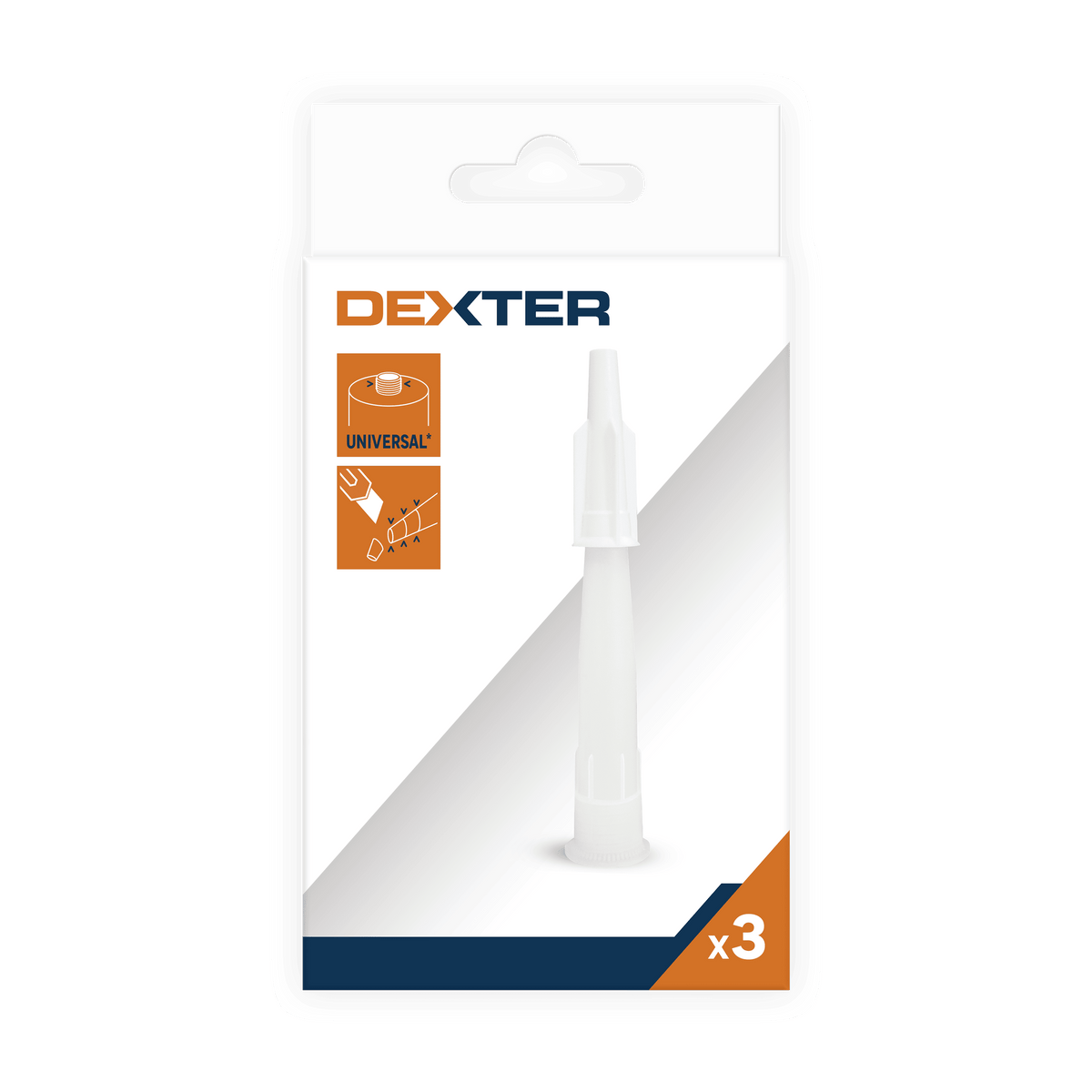Set of 3 nozzles with caps for silicone cartridges and Dexter assembly adhesive