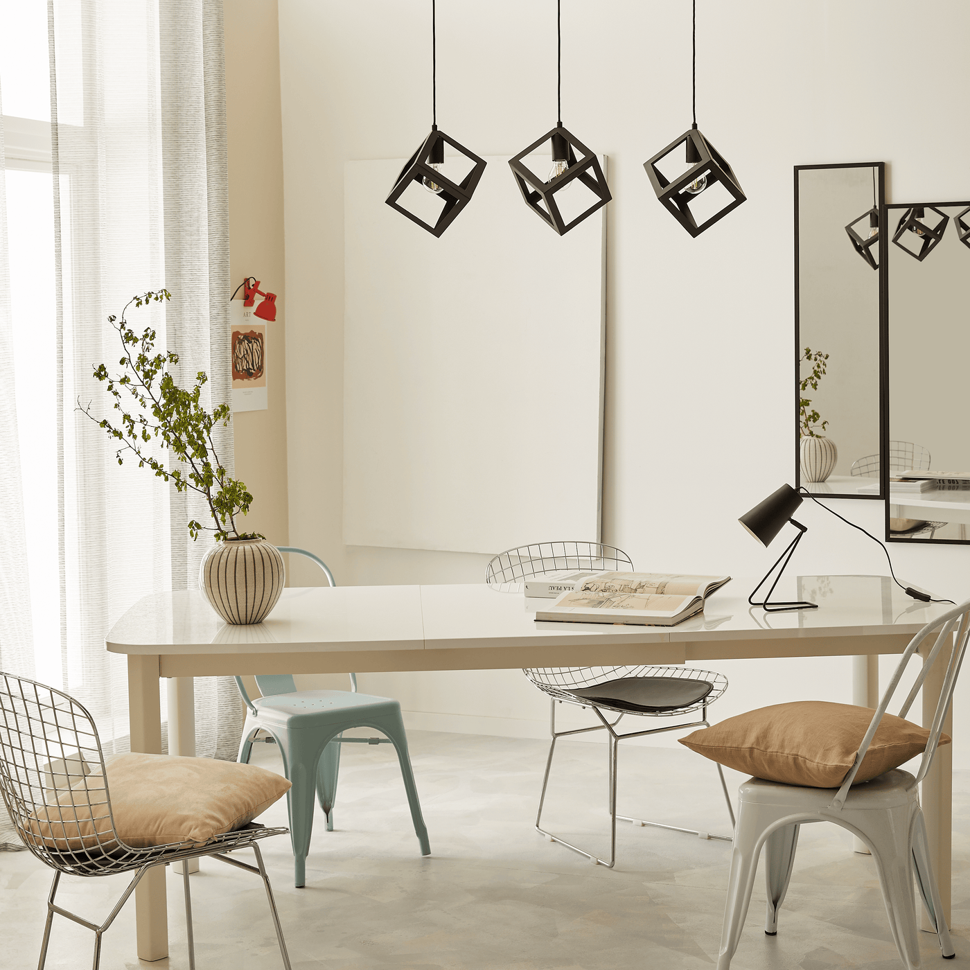 Lampadario plywood metallo nero l70cm 3xe27