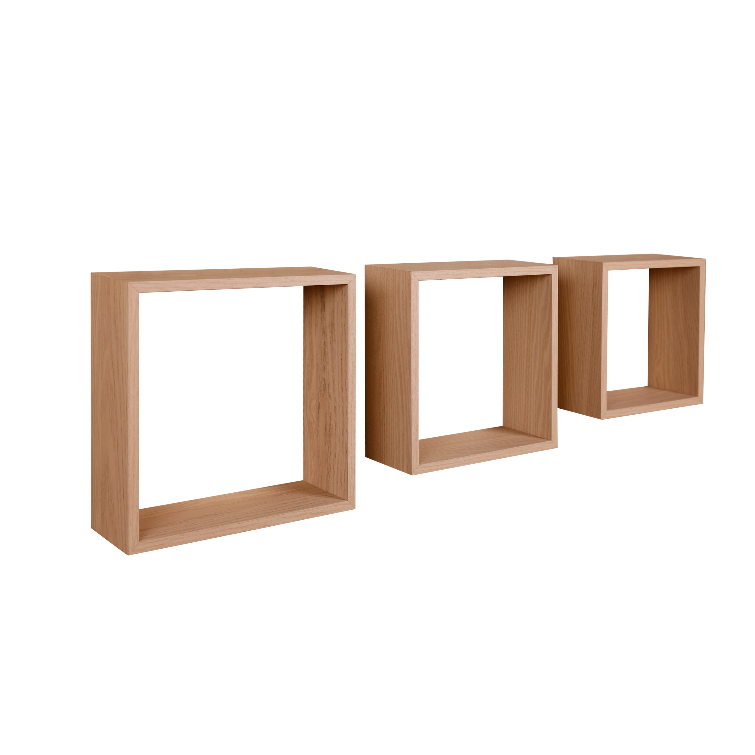 TRIS WHITE CUBES 24X24 + 27X27 + 30x30 CM NATURAL OAK