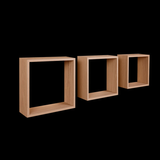 TRIS WHITE CUBES 24X24 + 27X27 + 30x30 CM NATURAL OAK