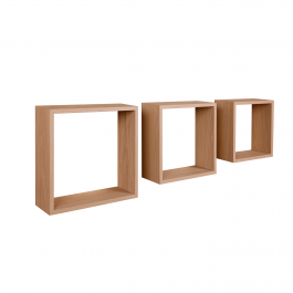 TRIS WHITE CUBES 24X24 + 27X27 + 30x30 CM NATURAL OAK