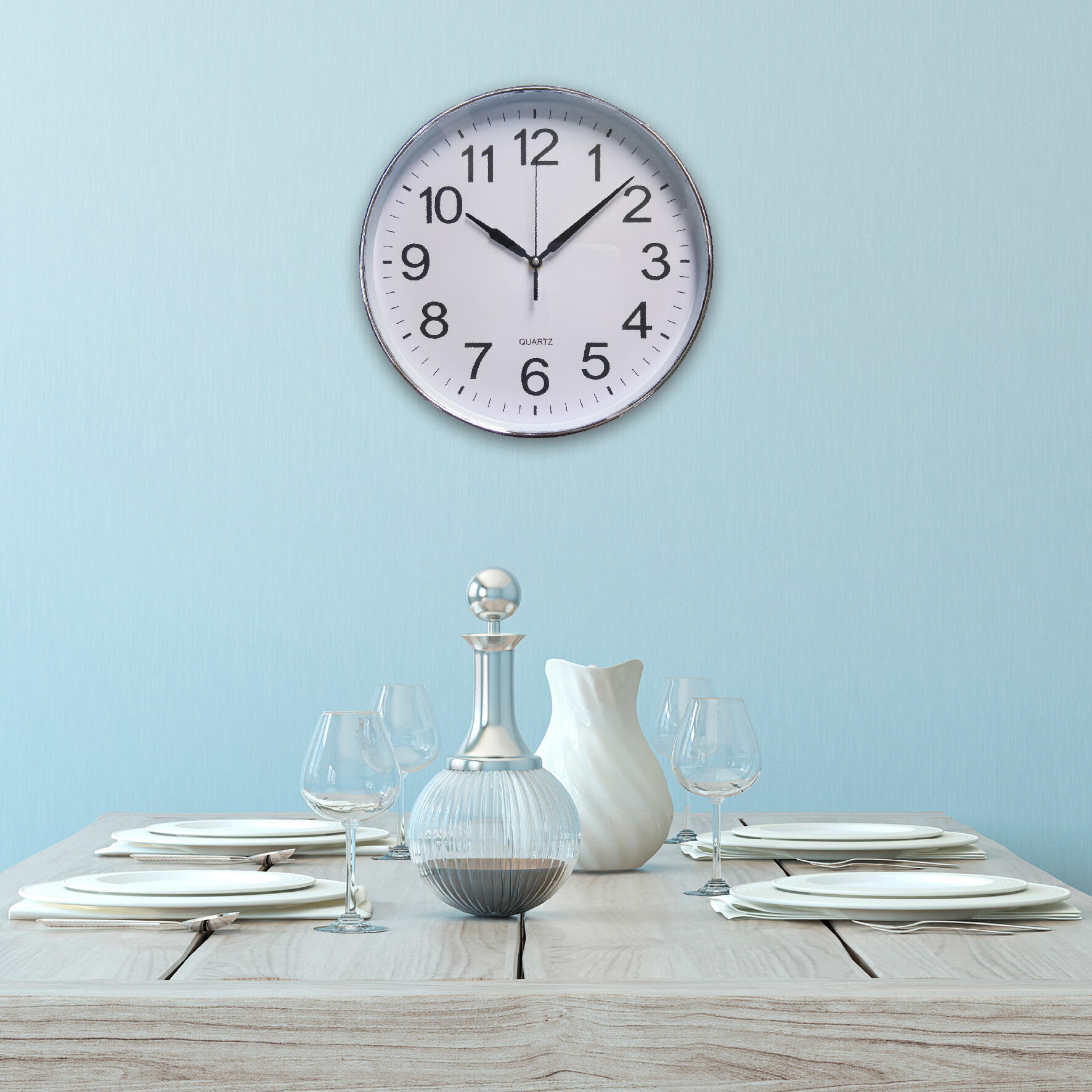 PVC and steel wall clock, D33 cm