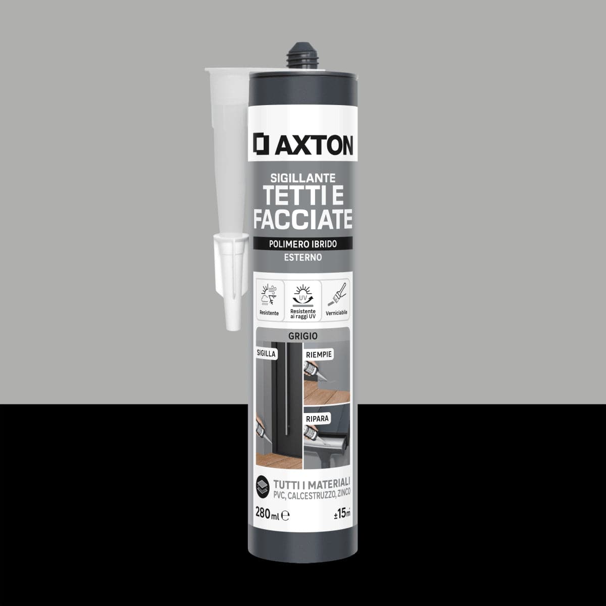 Bricocenter HYBRID POLYMER SEALANT ROOFS AND FACADES GRAY AXTON 280 ML