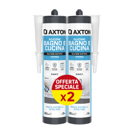 BI-PACK ACETIC SILICONE BATHROOMS AND KITCHENS WHITE AXTON 280 ML