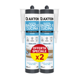 BI-PACK ACETIC SILICONE BATHROOMS AND KITCHENS TRANSPARENT AXTON 280 ML
