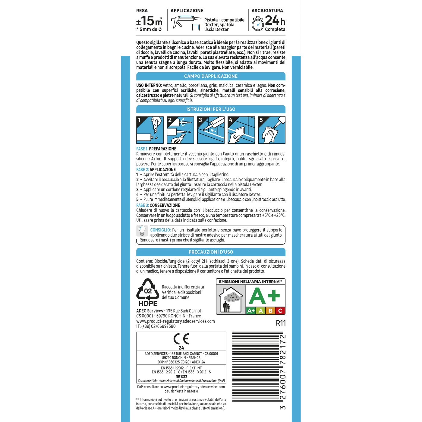 ACETIC SILICONE BATHROOMS AND KITCHENS TRANSPARE