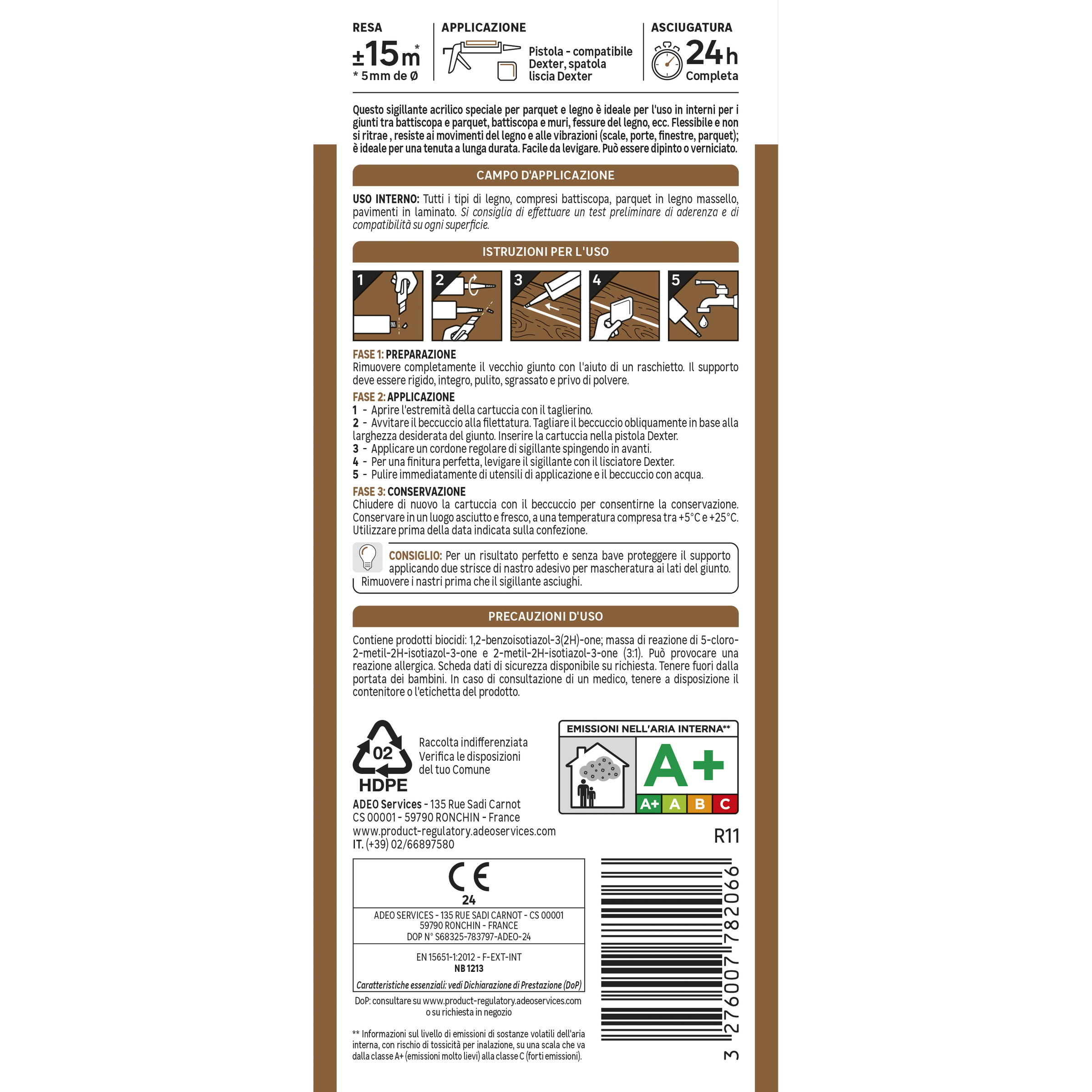 ACRYLIC WOOD AND PARQUET SEALANT WHITE AXTON 280 ML
