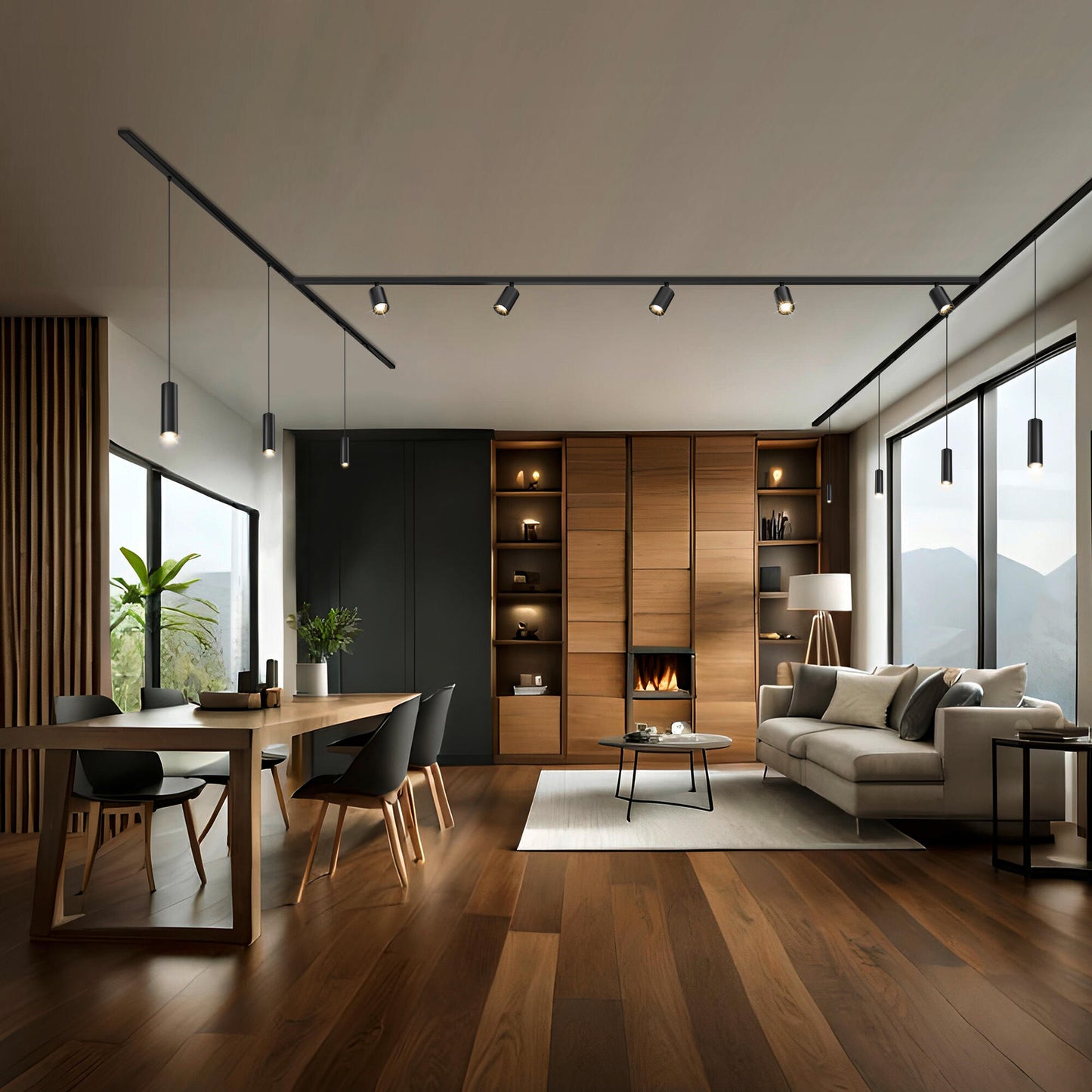 Warna aluminium black led track kit 4x500lm 2x0.90m cct