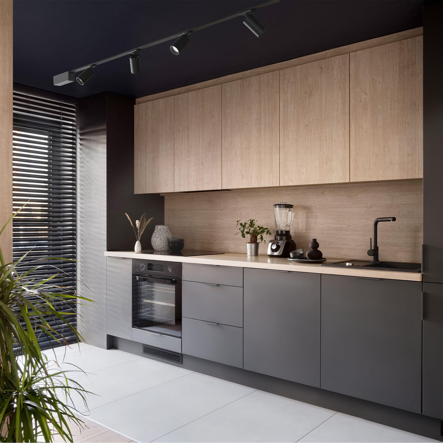 milma alluinio black led track kit 4x900lm 2x0.90m magnetic