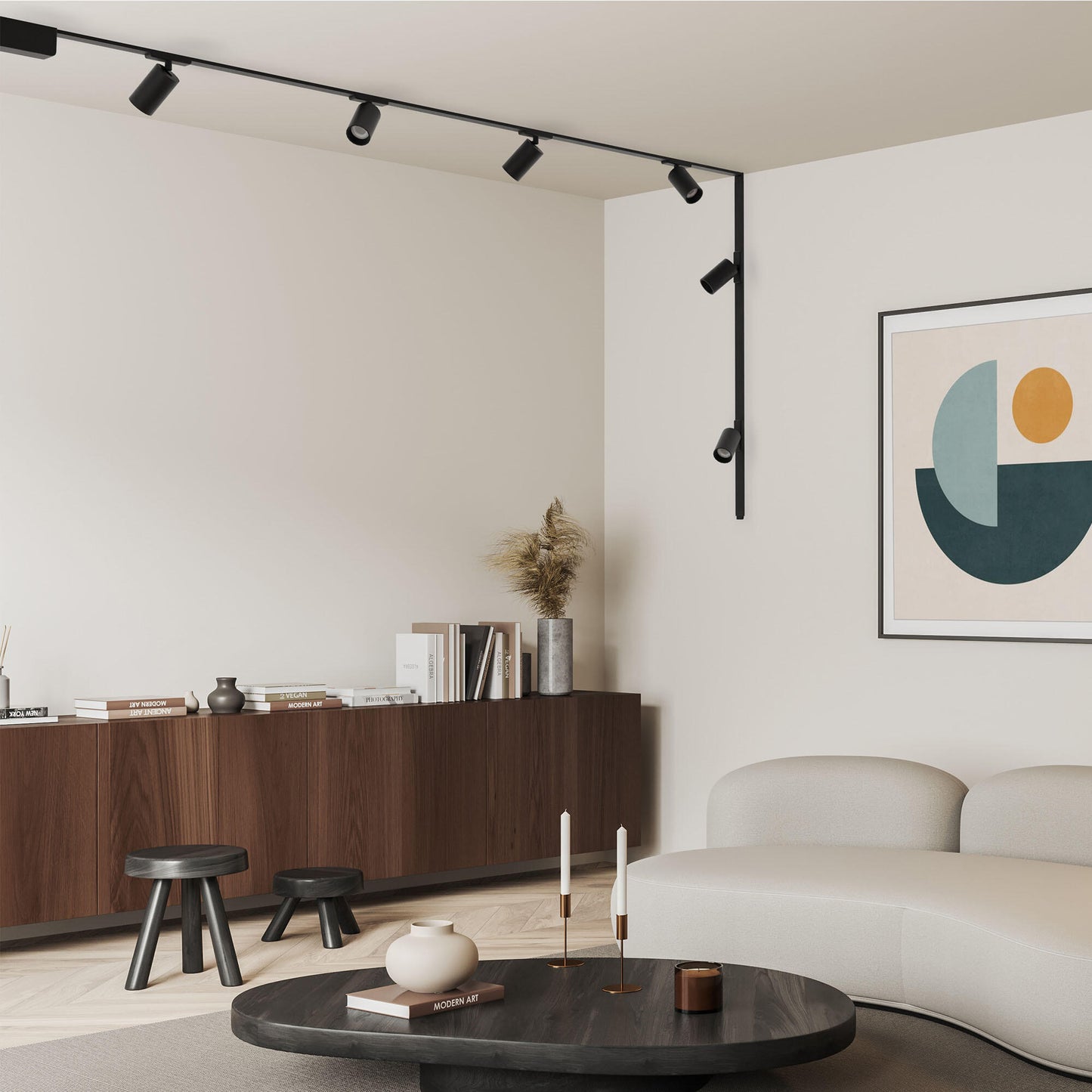 milma alluinio black led track kit 4x900lm 2x0.90m magnetic