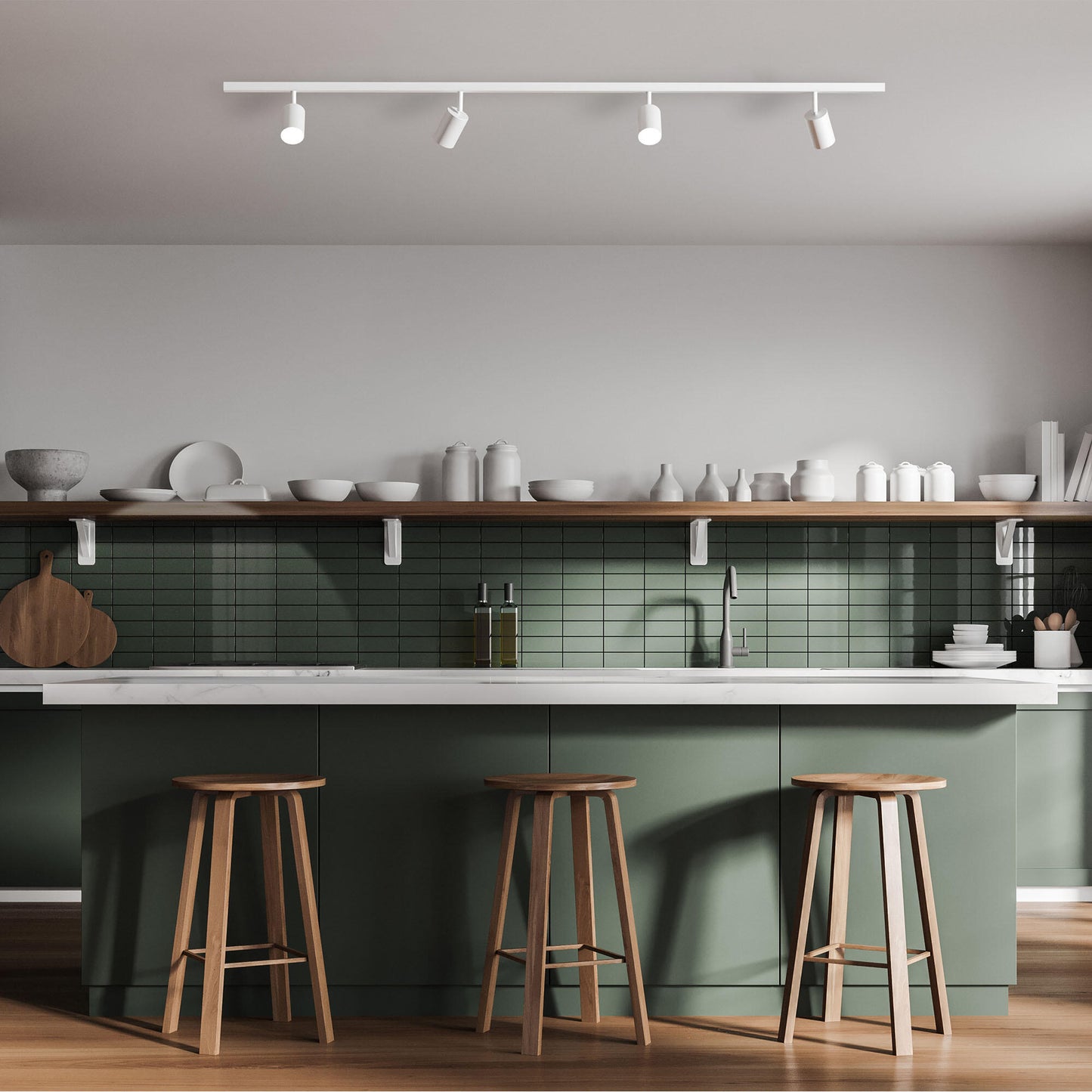 dakata aluminium white rail kit 4xgu10 2x0.70m