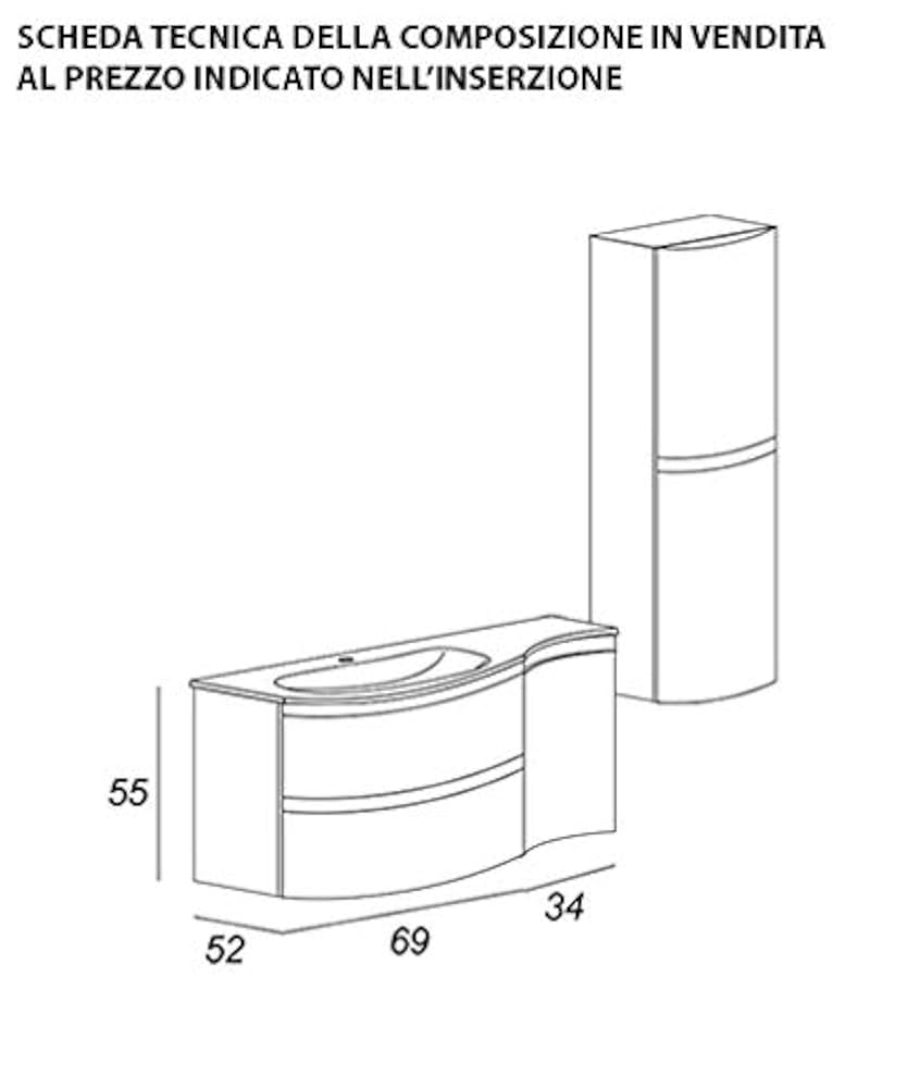 VAGUE GLOSSY WHITE WASHBASIN BASE UNIT W 69 P52