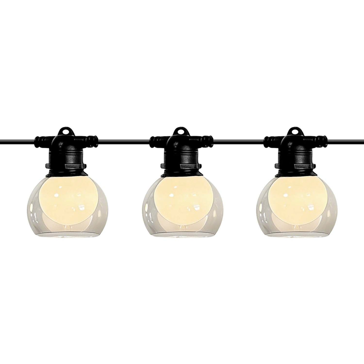 Serena string lights, black, with 10 E27 bulbs, IP44
