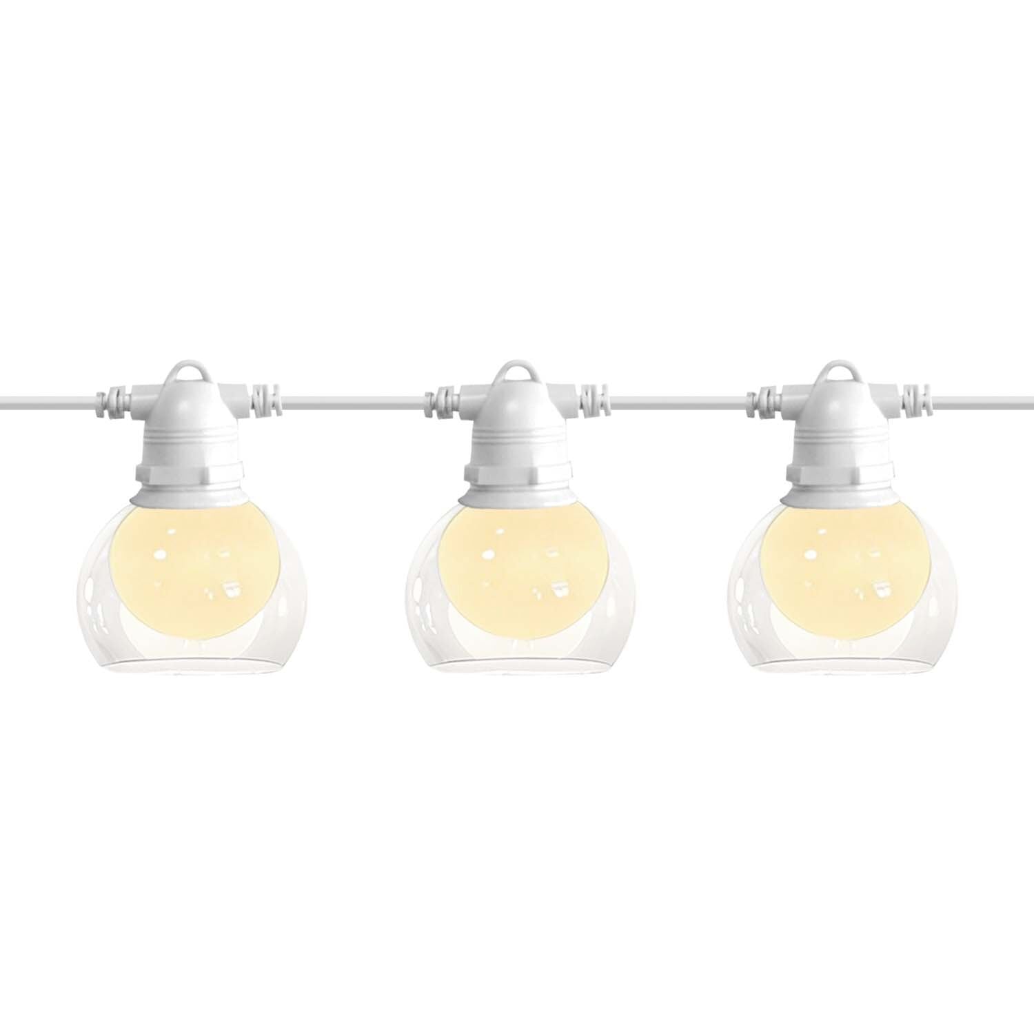 Serena string lights, white, with 10 E27 bulbs, IP44