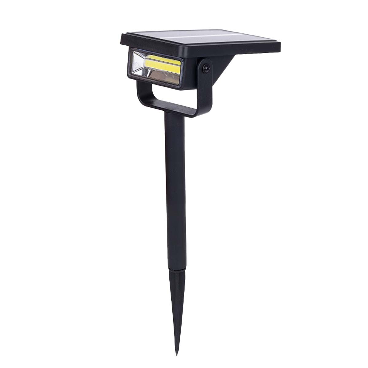 Rino solar stake light, black plastic, 35.5cm, cool white light