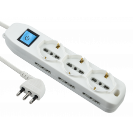 MULTISOCKET 16A PLUG 9 UNIVERSAL SOCKETS CABLE 1.5MT WITH SWITCH IP44 WHITE