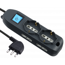 MULTISOCKET 6 UNIVERSAL SOCKETS CABLE 1.5MT WITH SWITCH BLACK