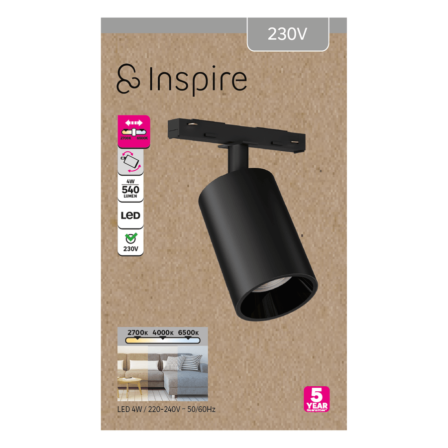 Faretto abs nero led 4w cct