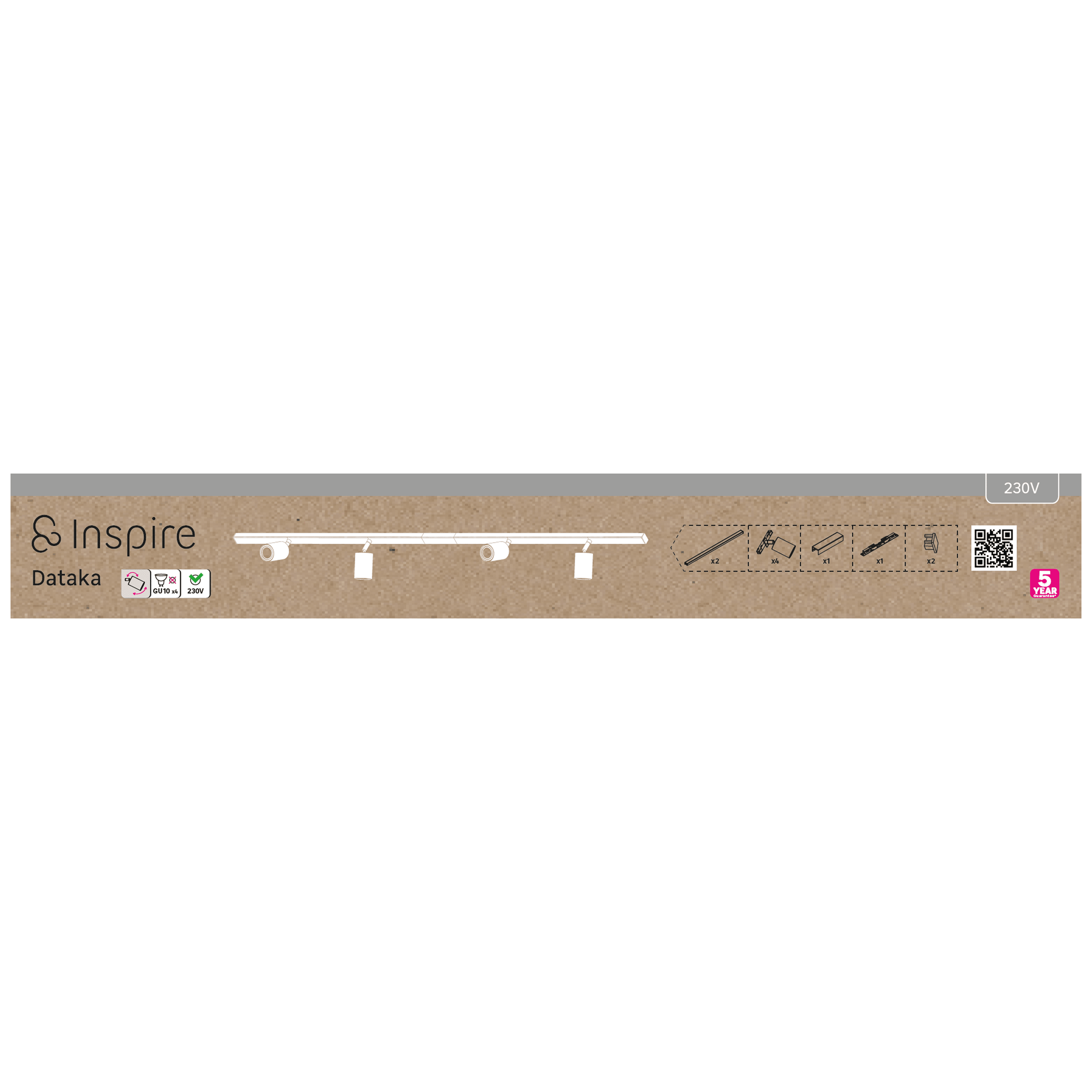 Dakata Aluminium White Rail Kit (4xGU10, 2x0.70m)