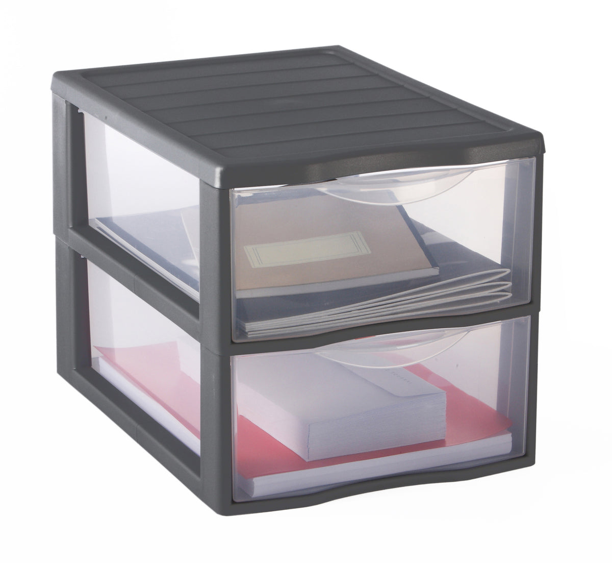 2-drawer A4 filing cabinet, grey, W 36.5 x D 26 x H 25.5 cm