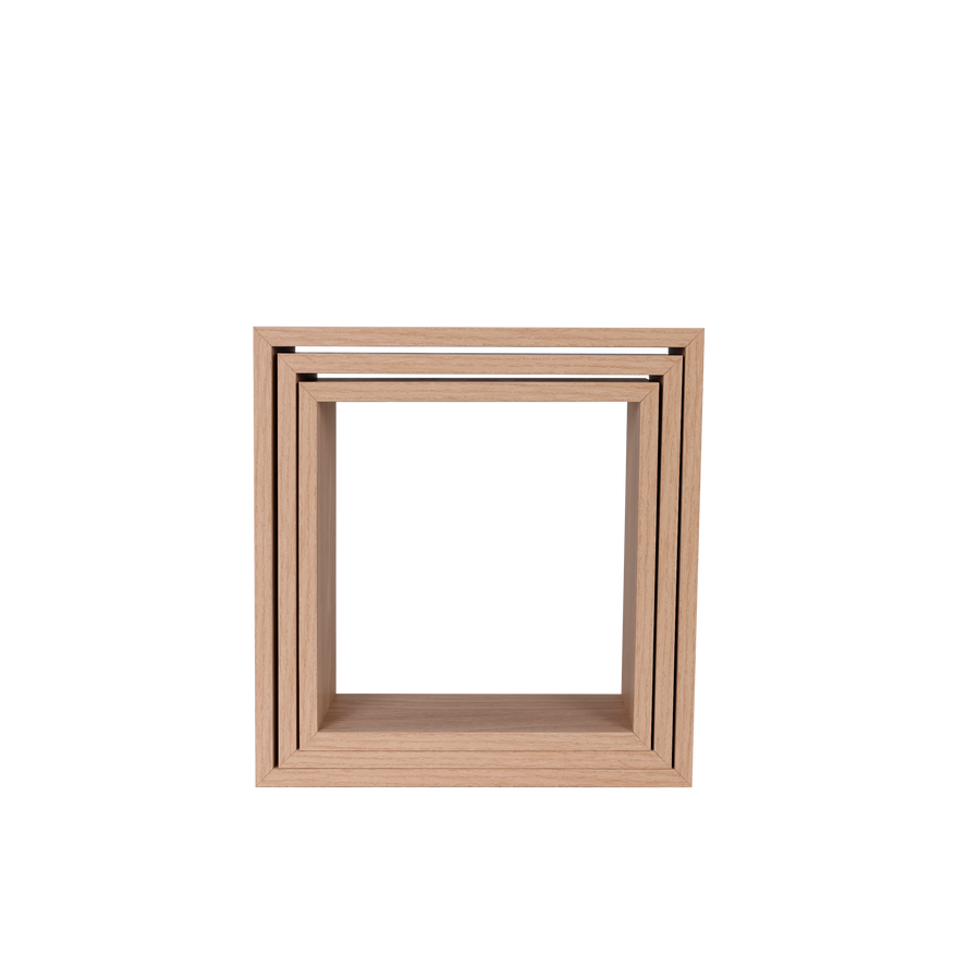 TRIS WHITE CUBES 24X24 + 27X27 + 30x30 CM NATURAL OAK