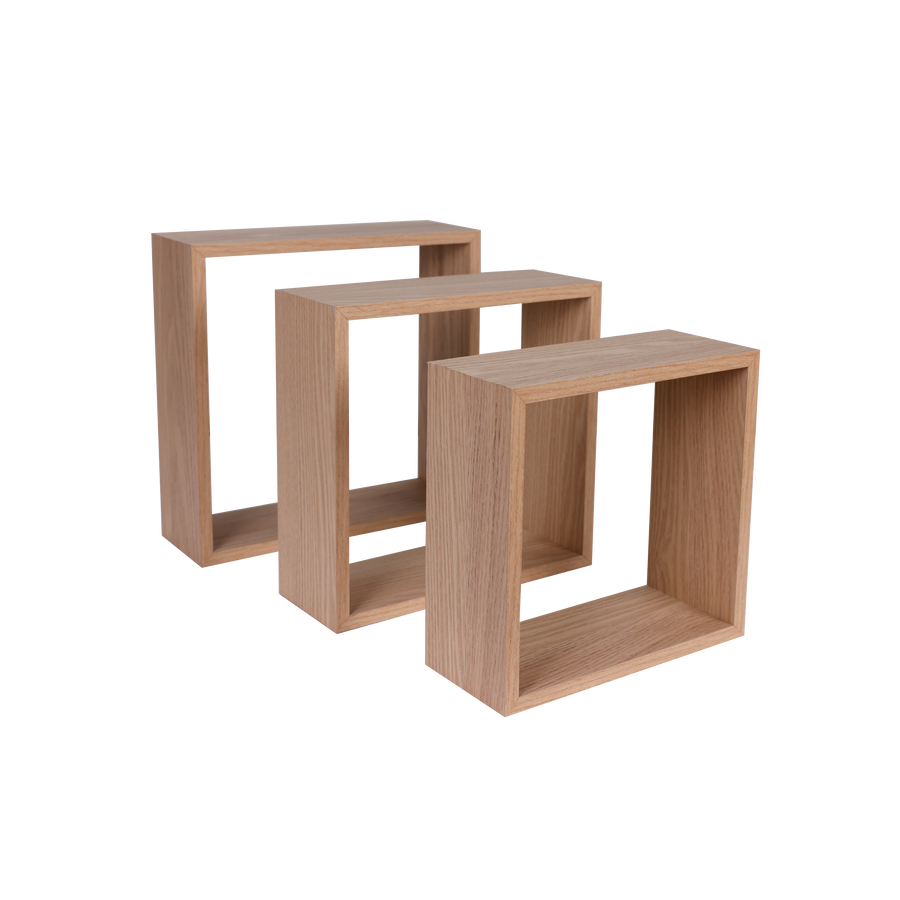 TRIS WHITE CUBES 24X24 + 27X27 + 30x30 CM NATURAL OAK