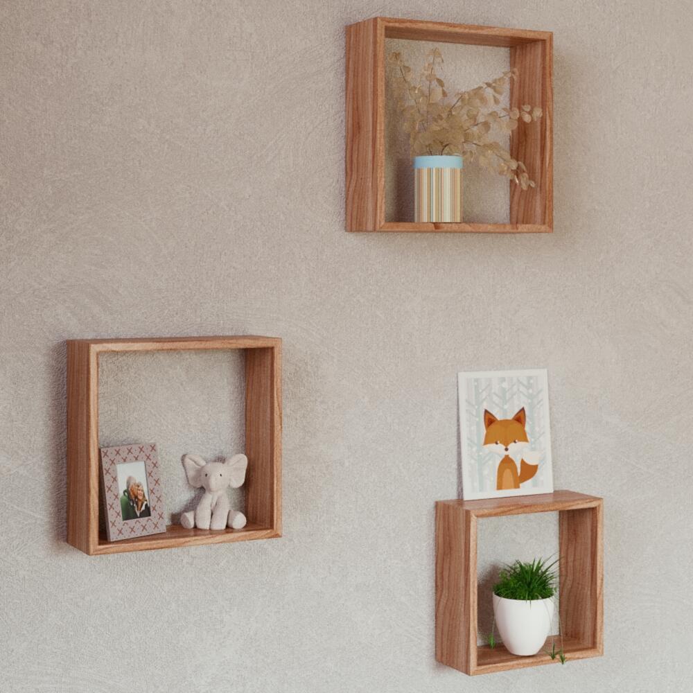 TRIS WHITE CUBES 24X24 + 27X27 + 30x30 CM NATURAL OAK